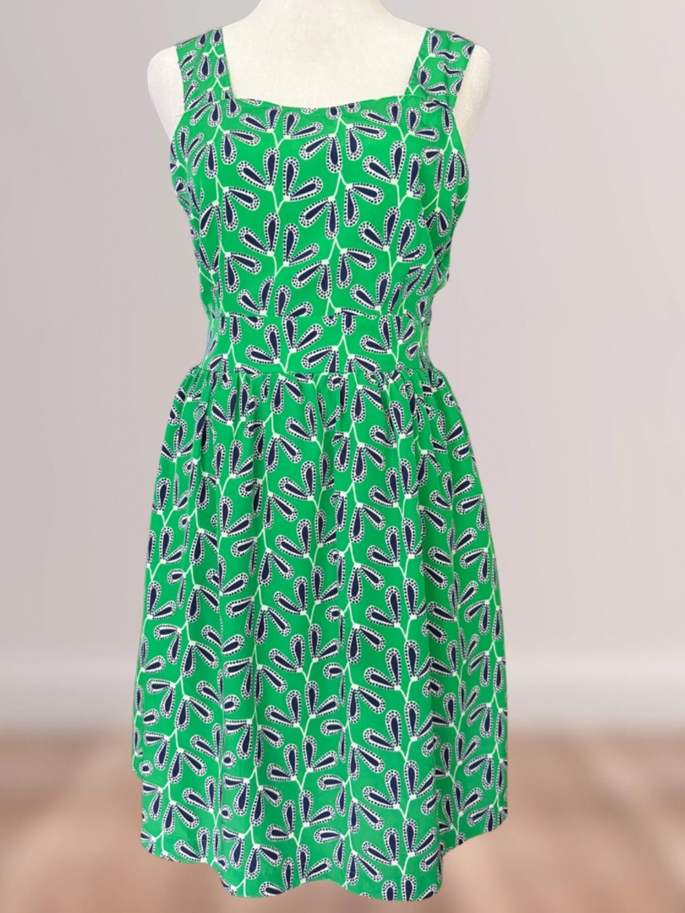 LAST CHANCE | Tulle Green Floral Open Back Fit & Flare Dress with Pockets